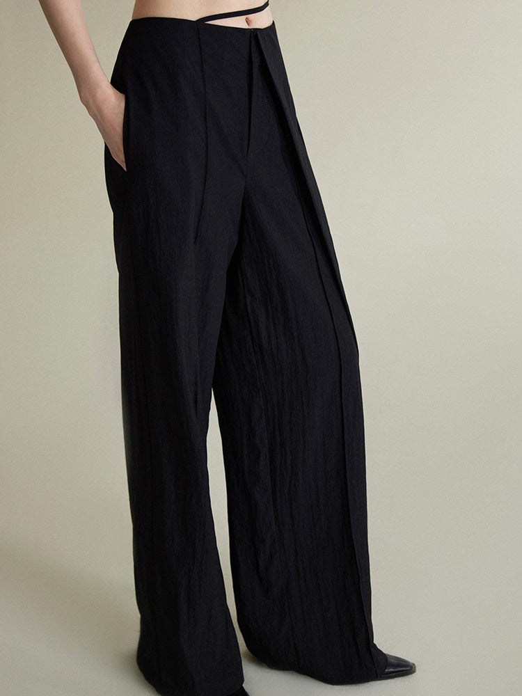 Draped Casual Wide-Leg Pants