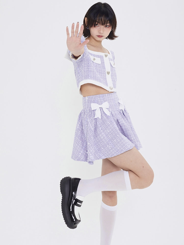 FRAGRANCE SQUARE COLLAR JACKET &amp; A-LINE SKIRT