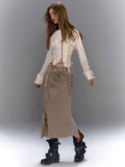 Low Waist Strap Long Skirt