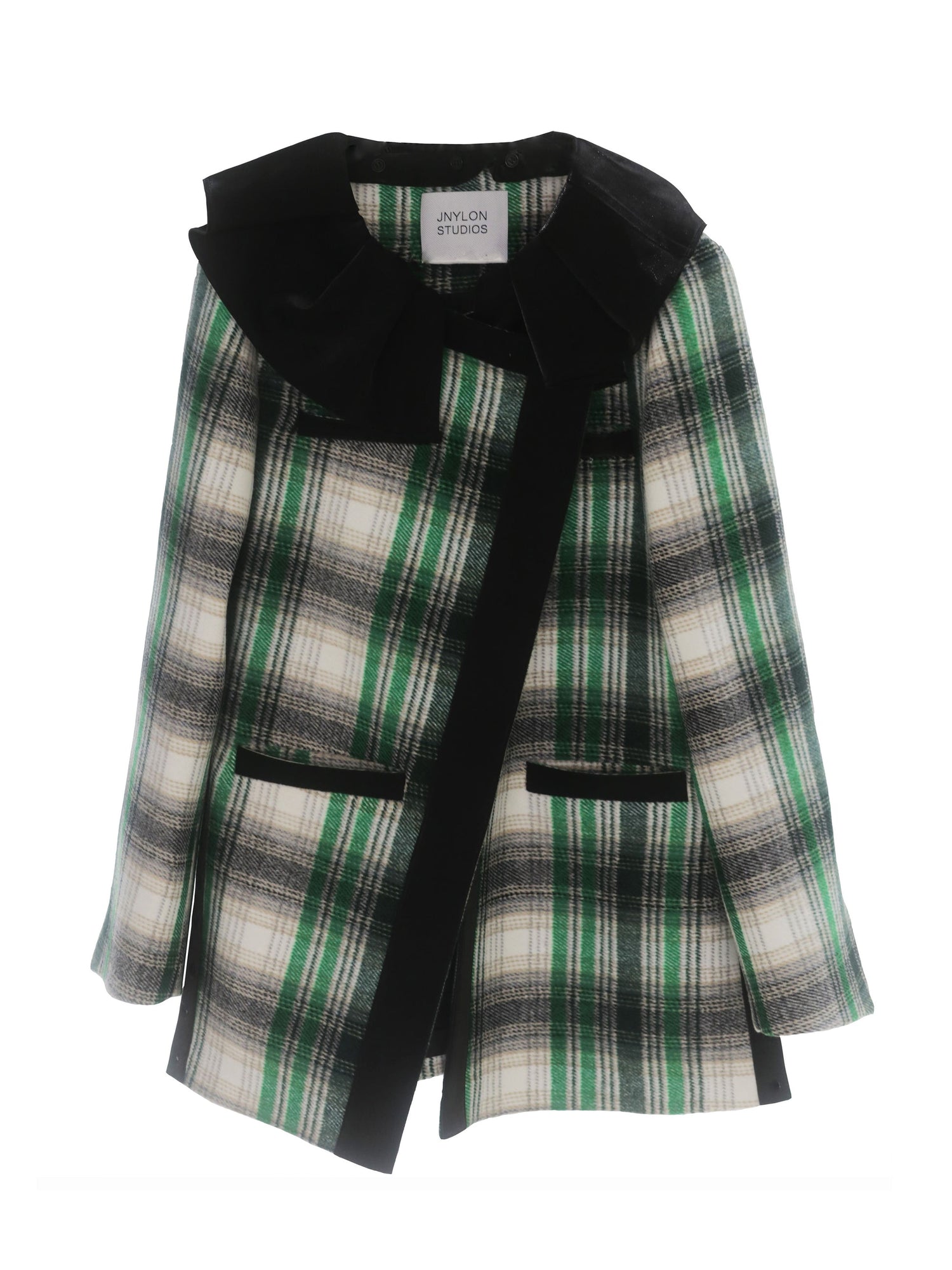 Plaid Lace Collar Woolen Jacket