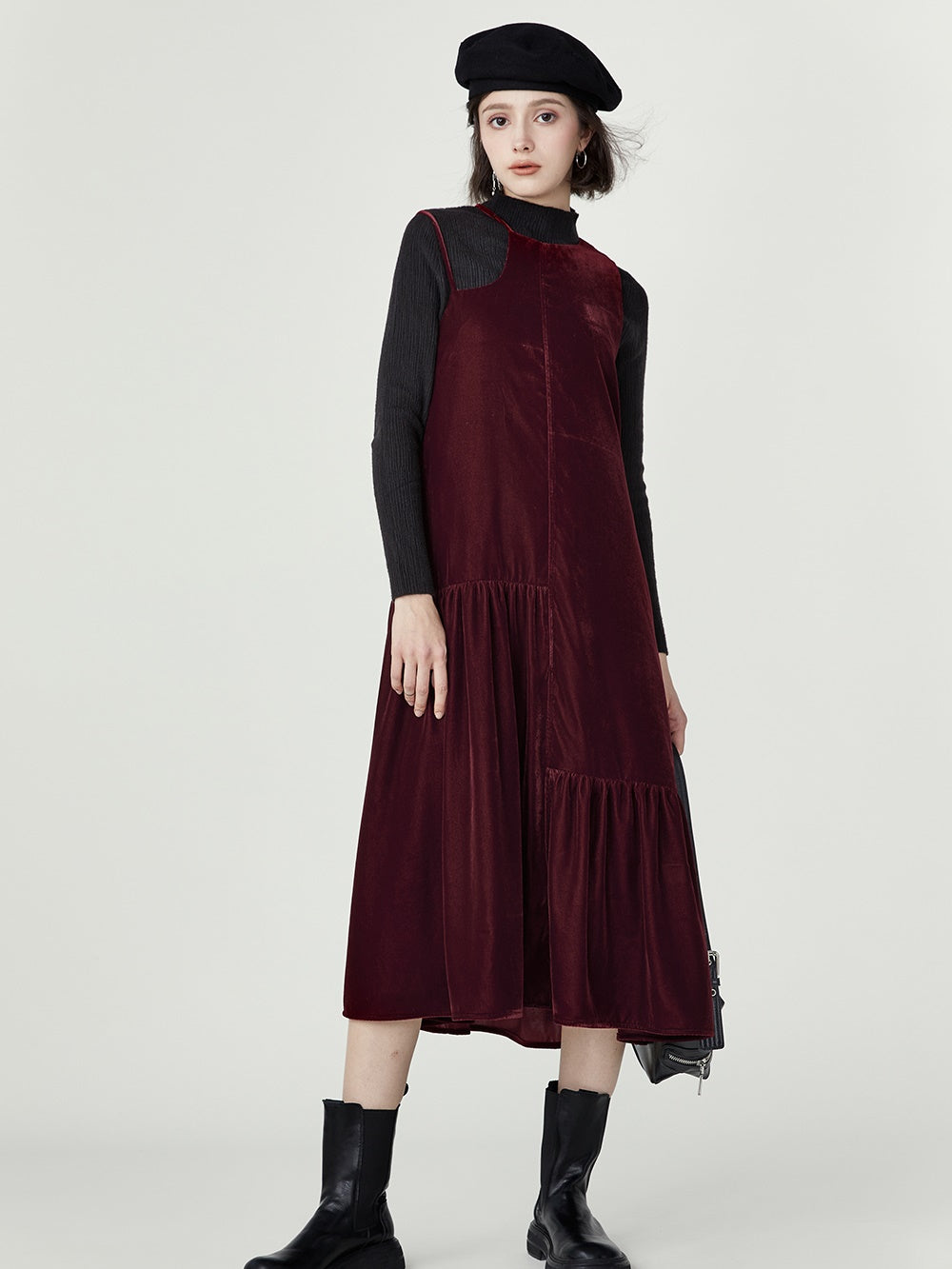 Layered Velvet Bottoming Dress