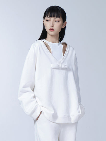 V-Neck Plain Simple Casual Pullover