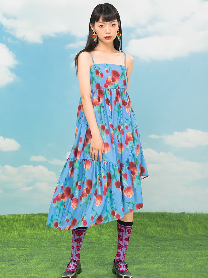 Tulip Pattern Suspender Dress