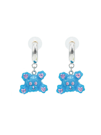 Bear Resin Ring Earrings Pierced