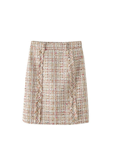 Wool-blend tweed skirt