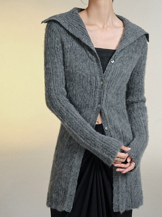 Cardigan en tricot de revers laineux