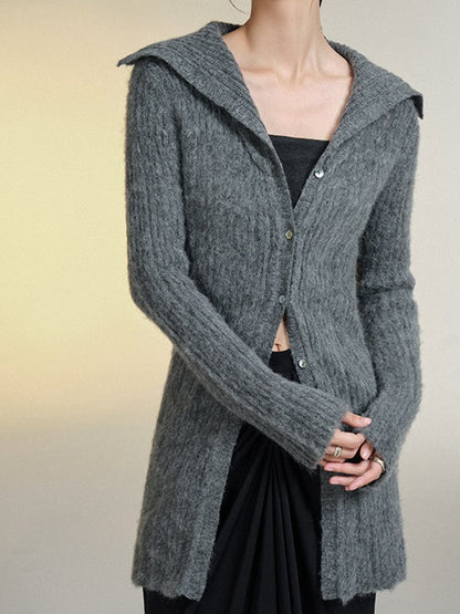 Wooly Lapel Knitted Cardigan