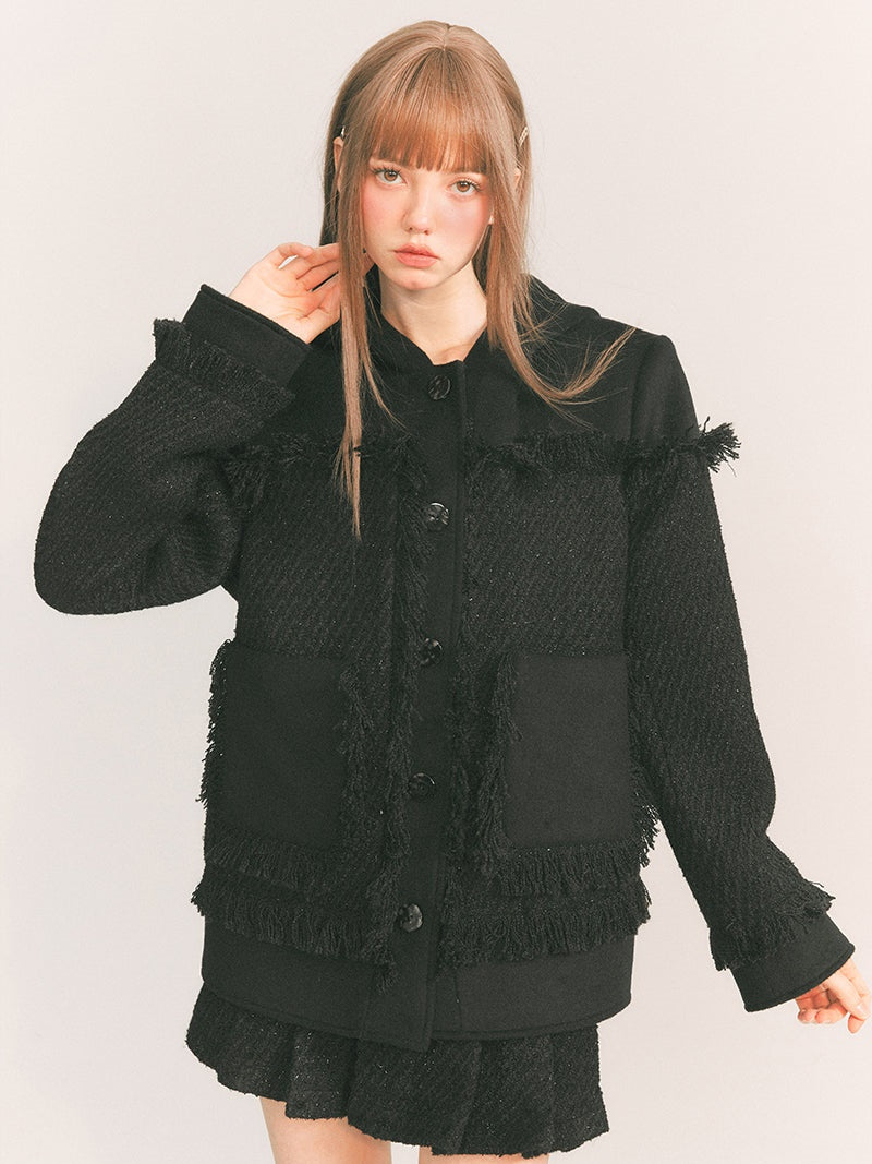 Wool Small Fragrance Hooded Jacket