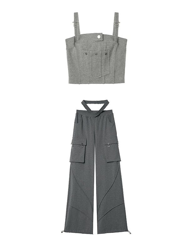 Gilet de poche tridimensionnel et pantalon décontracté