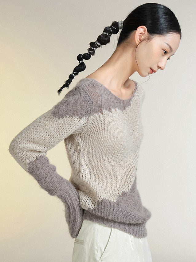 Color Block Mohair Knitted Sweater -MURMUR MI – ARCANA ARCHIVE