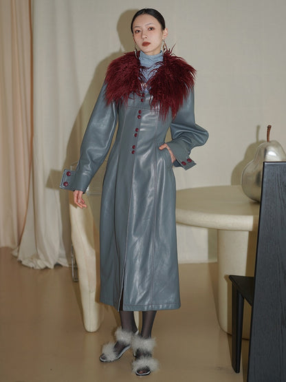 FURLAR SLIM LEATHER LONG COAT