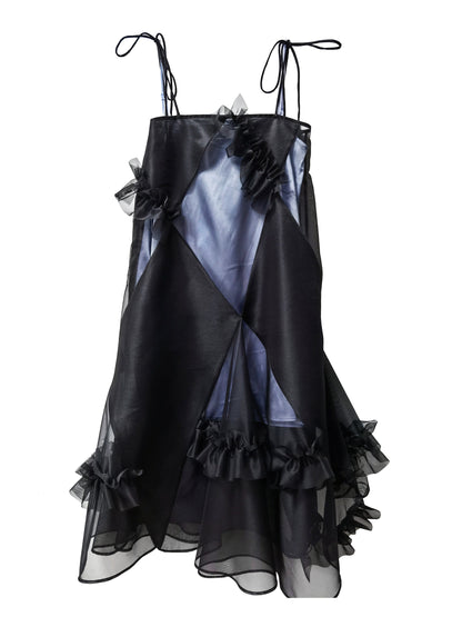 Asymmetrische Spitzen -Mesh Tutu Slip Kleid