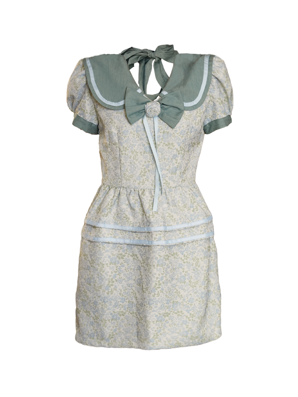 Doll Collar Jacquard One-piece