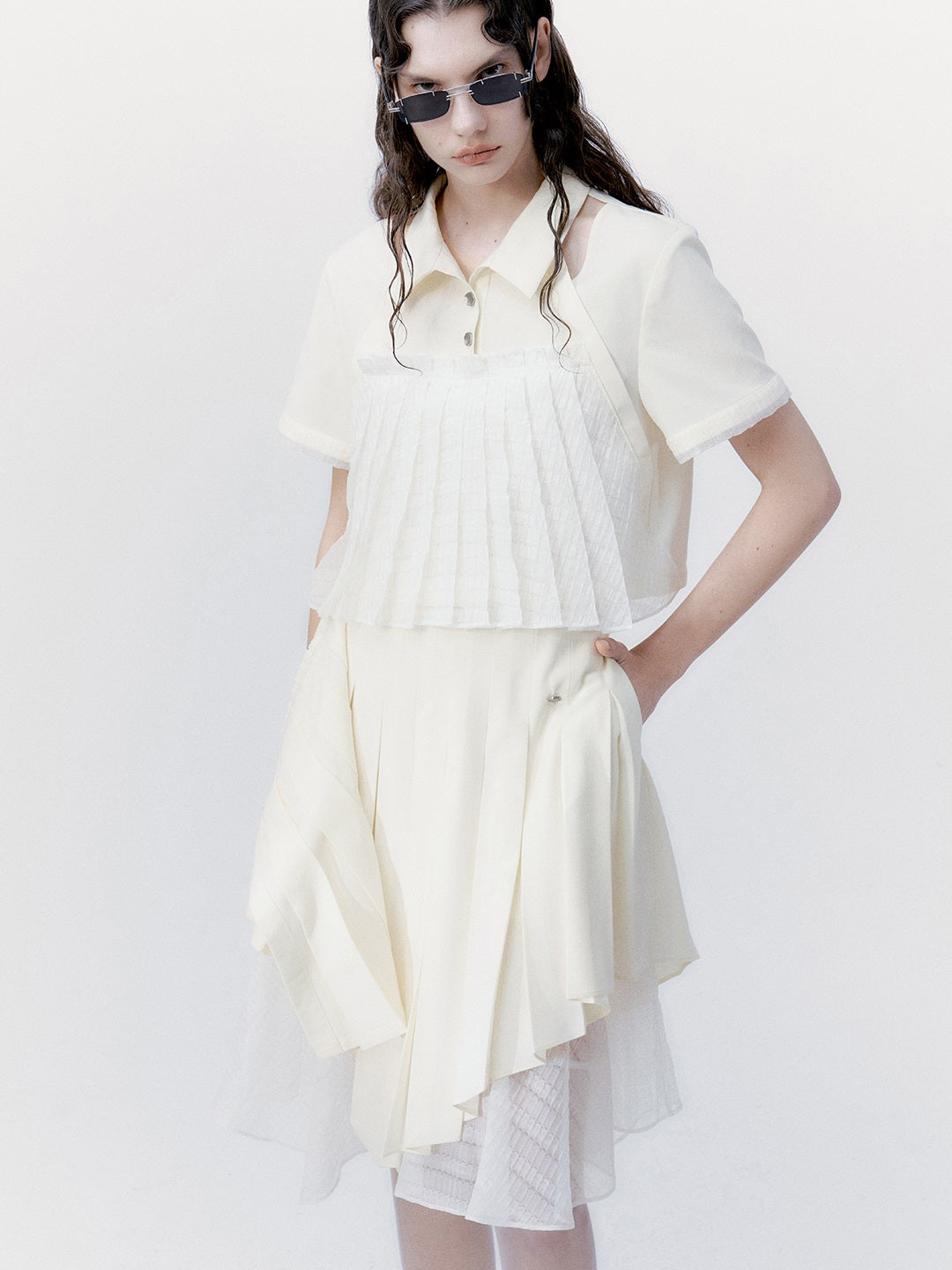 Lace Pleats Nichi Blouse Skirt