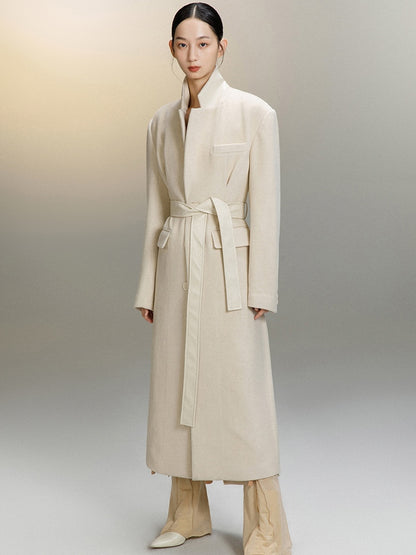 Wide Shoulders Woolen Coat