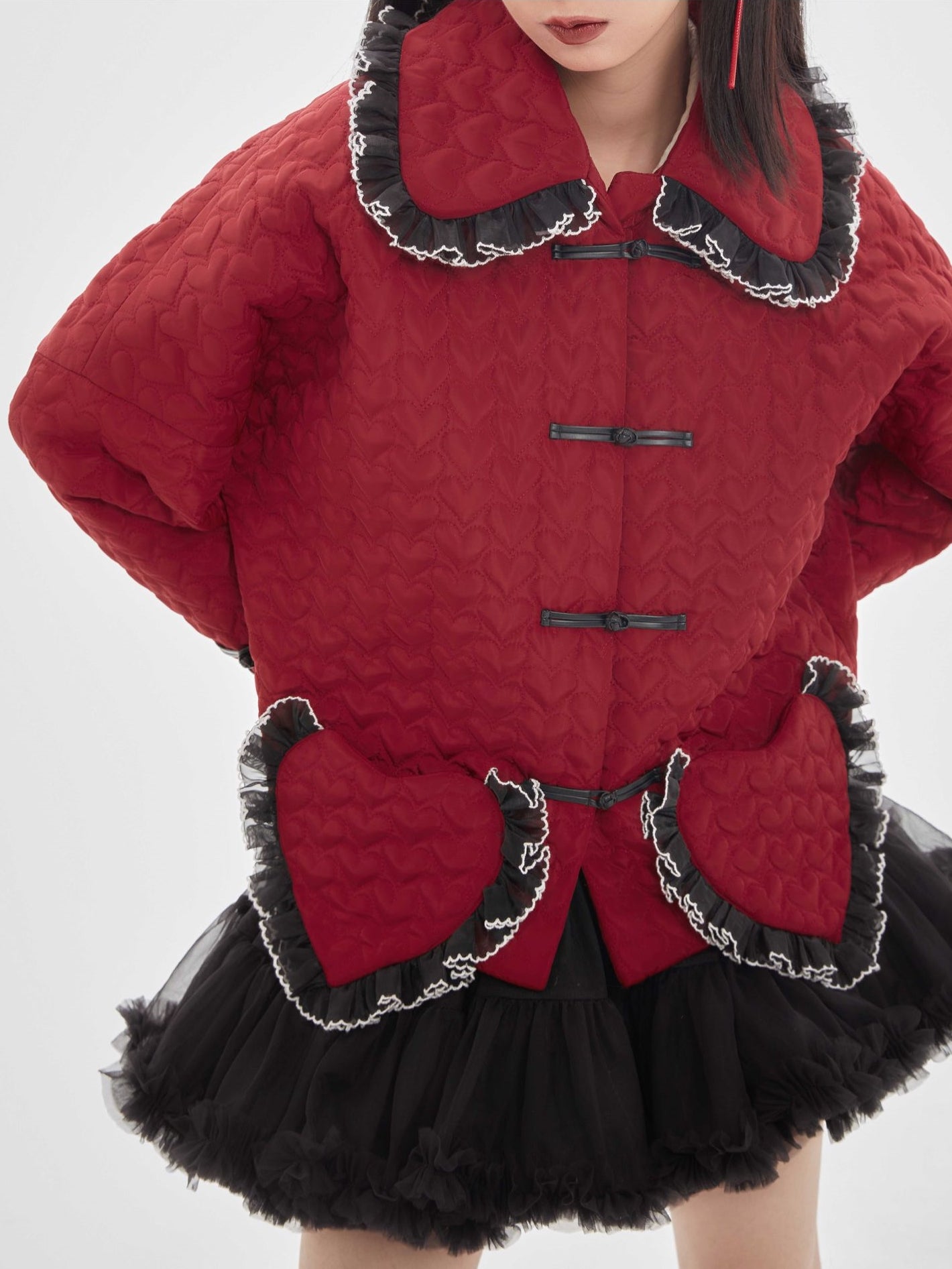 Quilting Frill Heart Girly Coat