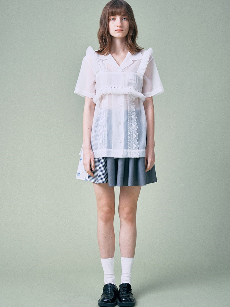 Organza Lace Short Sleeve Shirt