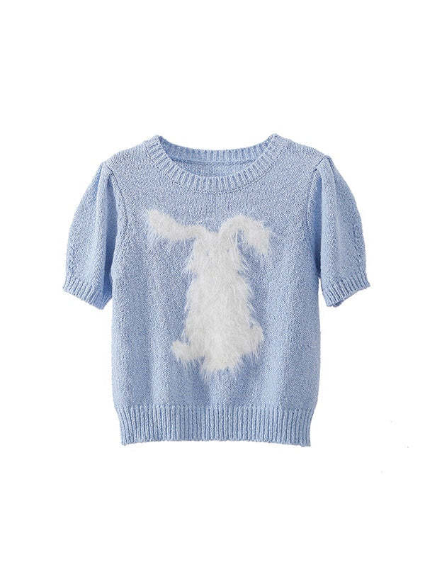 Rabbit Imitation Mink Fur Round Neck Knitted