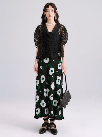 Flower Woolen JACQUARD A-TYPE SKIRT