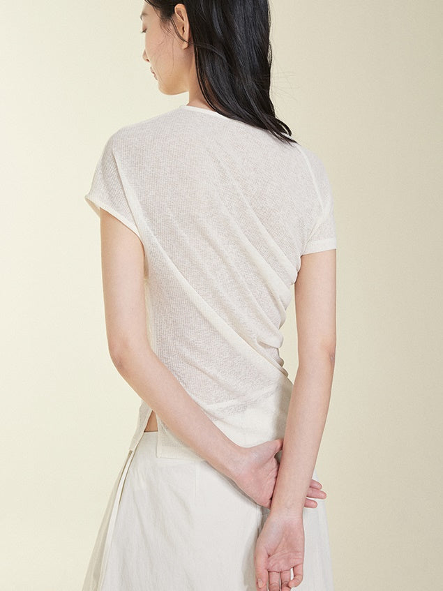 Pleated asymmetrical t-shirt