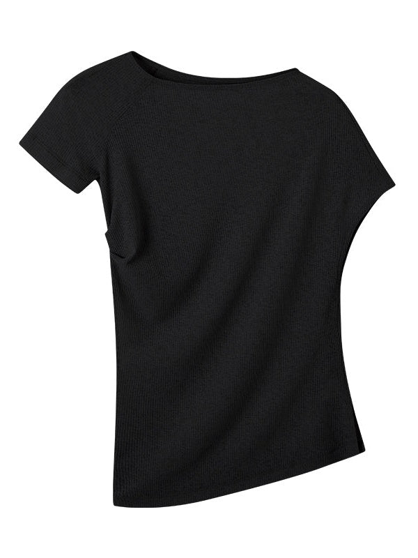 Pleated asymmetrical t-shirt