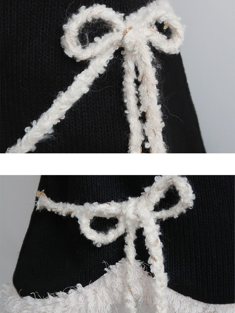 Fluffy Splicing Irregular Cross Strap Skirt