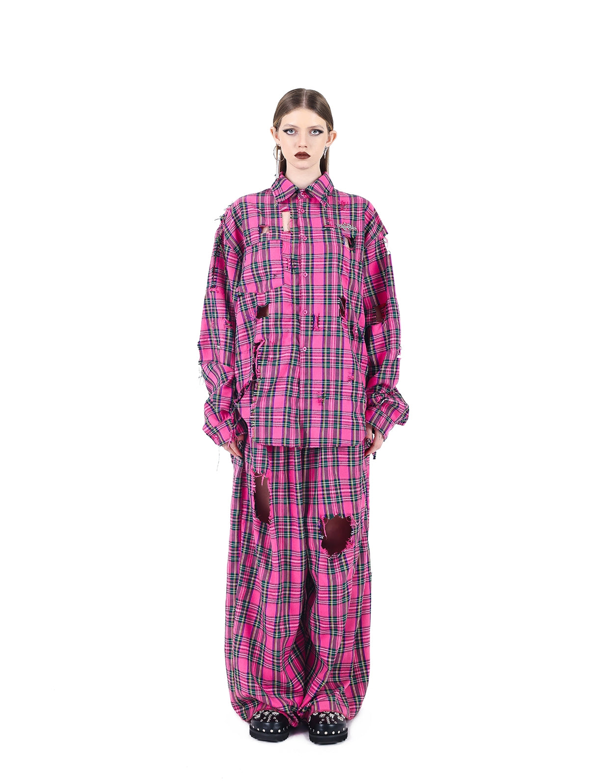 Grid Loose Long-Sleeed Shirt