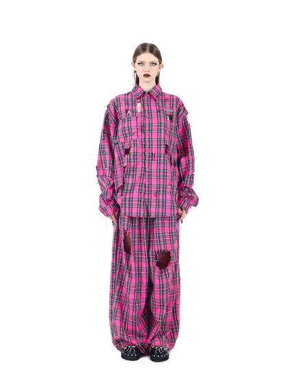 Grid Loose Long-Sleeed Shirt