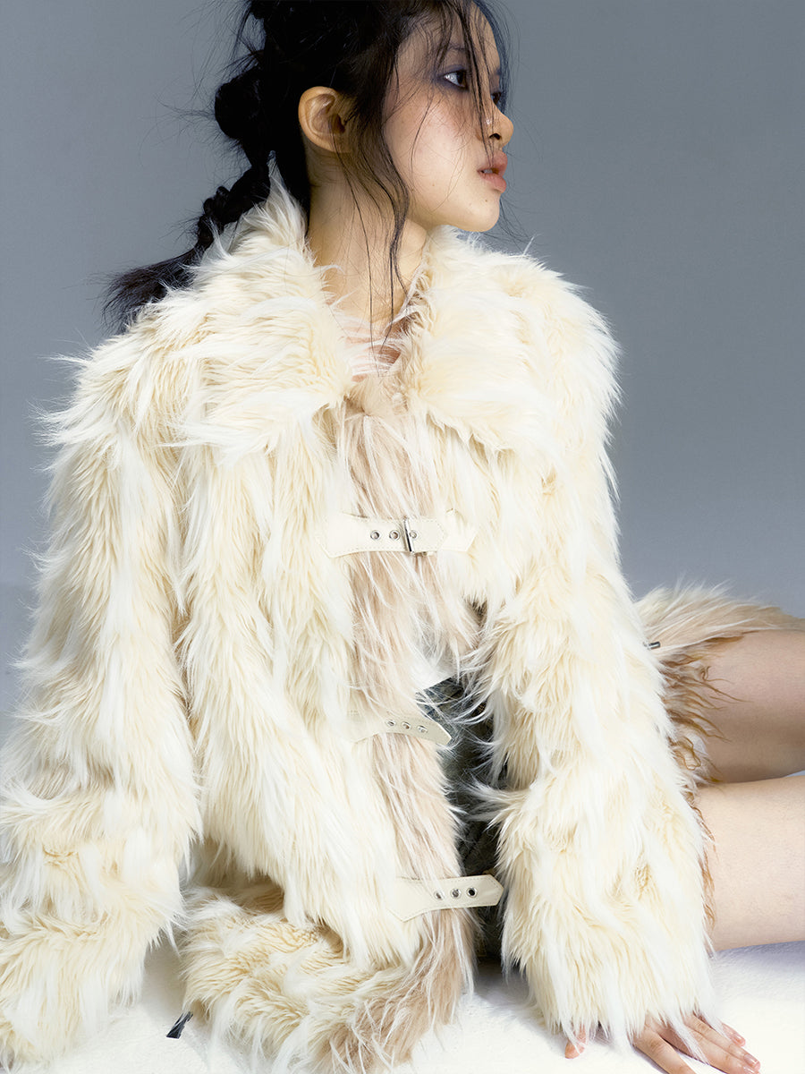 Long hair faux fur coat best sale