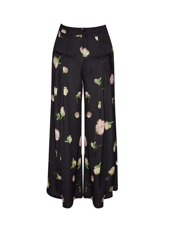 Floral Printed Wide-Leg Pants