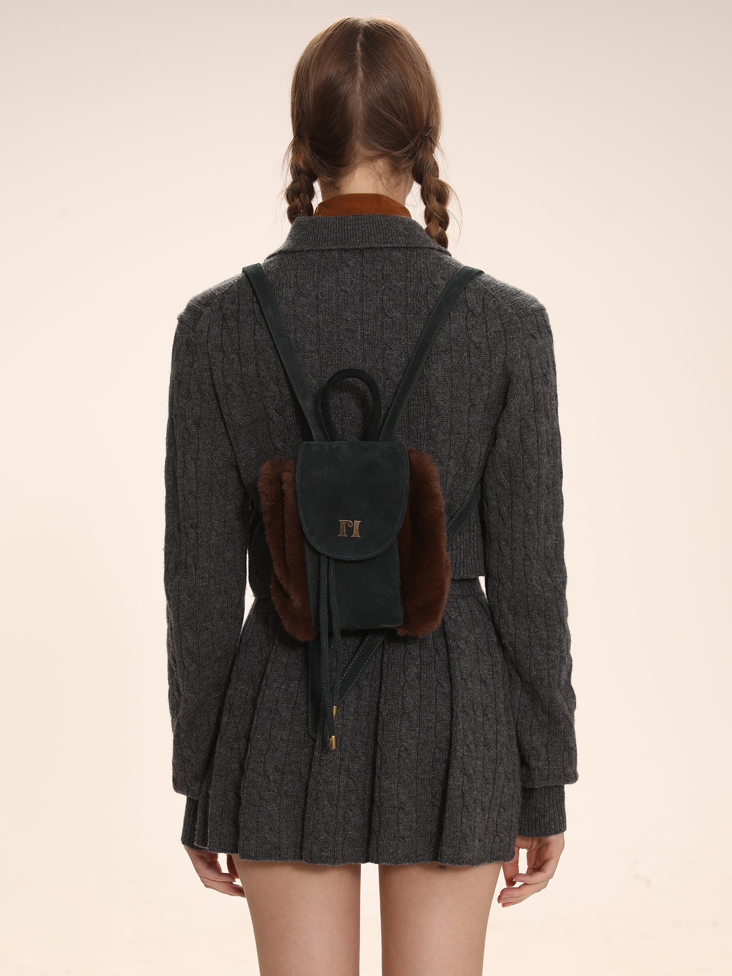 Black suede shop mini backpack