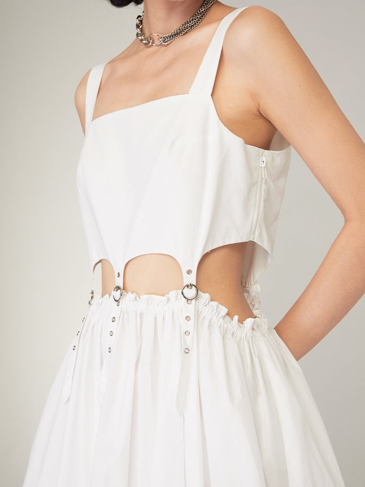 Navel Suspender Dress Mid-Length