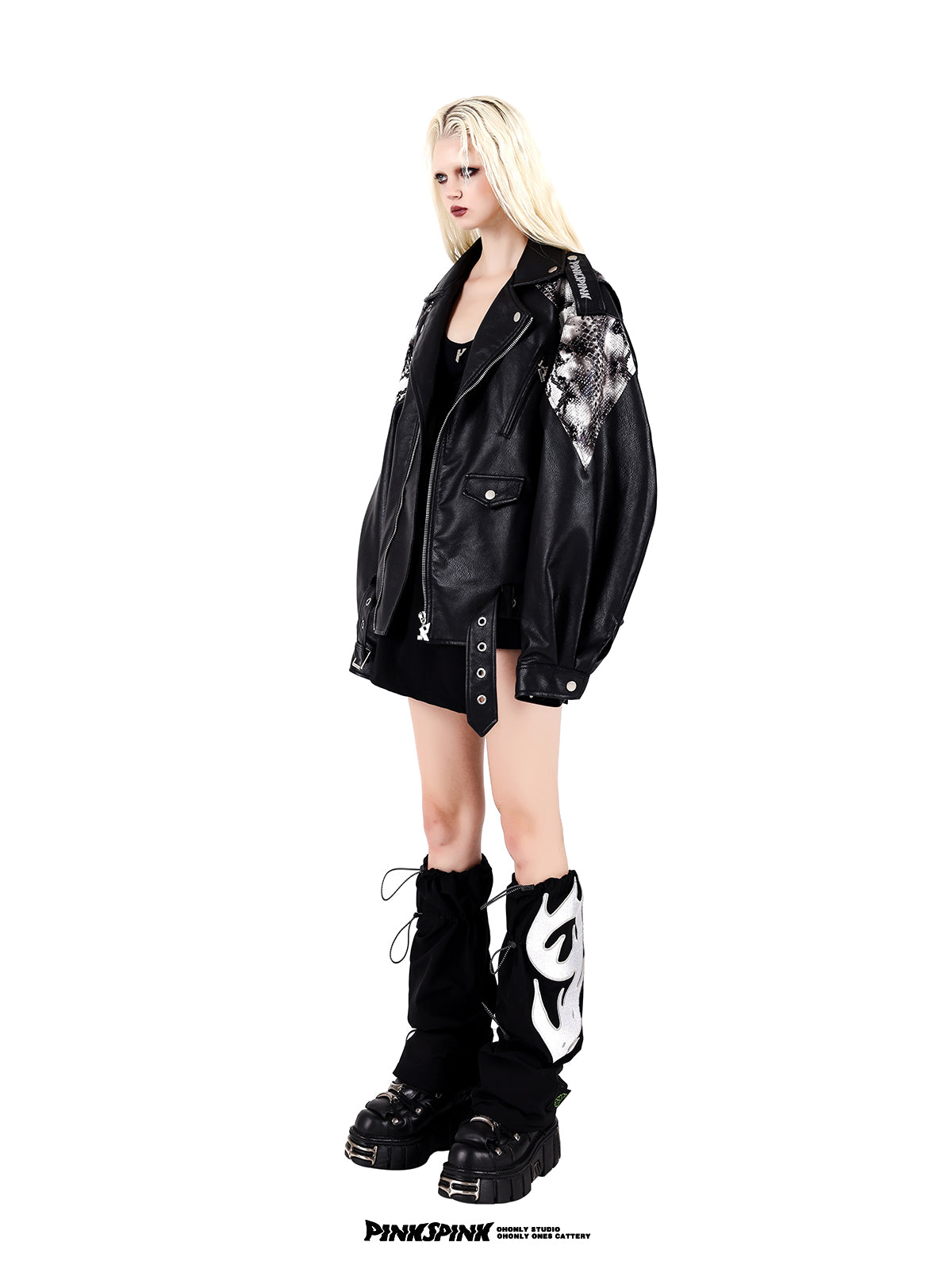 Leather Over-size Cool Python Jacket
