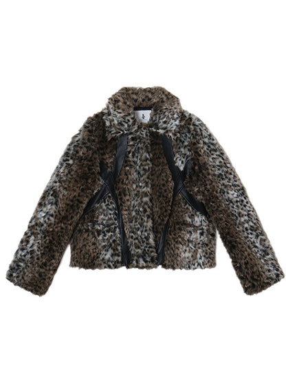 LEOPARD FUR SHORT LOOSE COAT