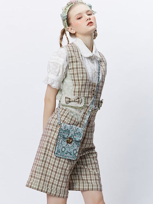 Bow-knot Plaid Stitching Vest