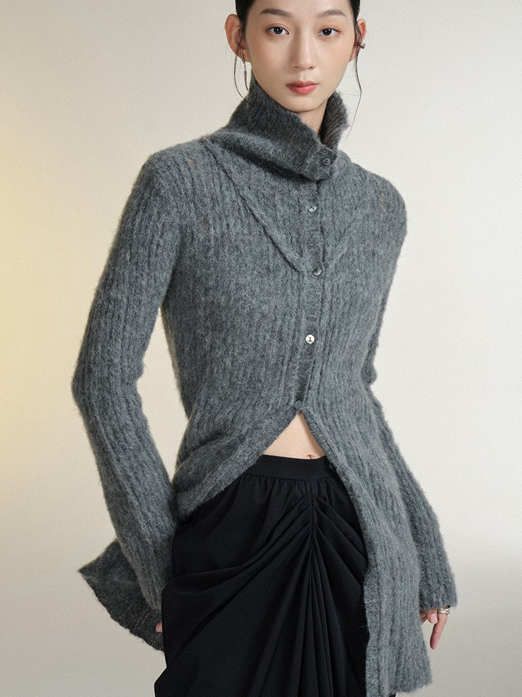 Cardigan en tricot de revers laineux