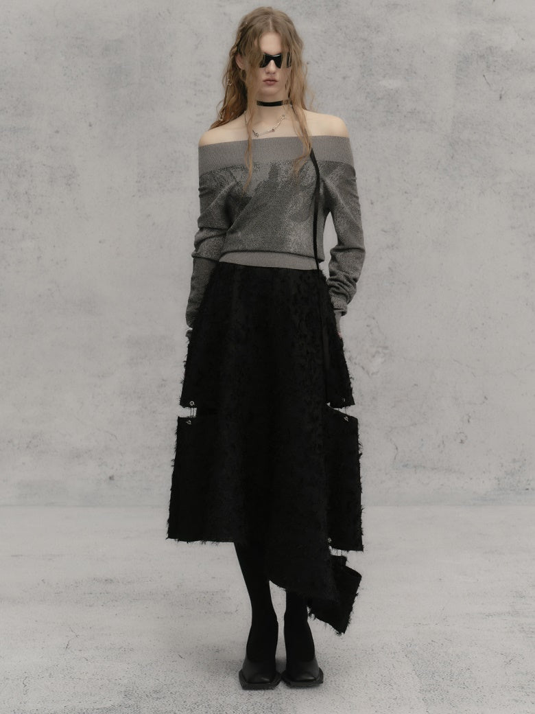 Imitation Mink Fur Stitched One-shoulder Bottoming Sweater – ARCANA ARCHIVE