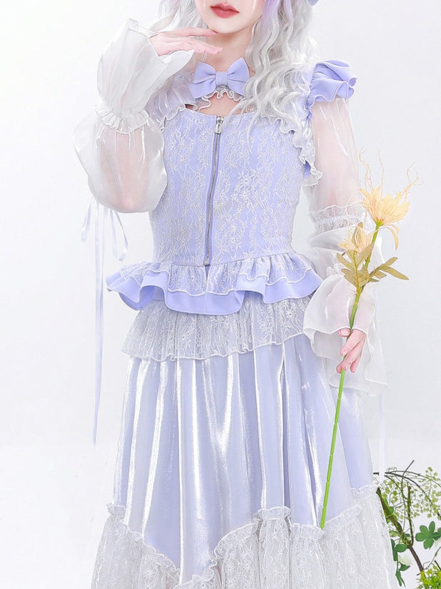 Bow Romantic Stitching Lace Top