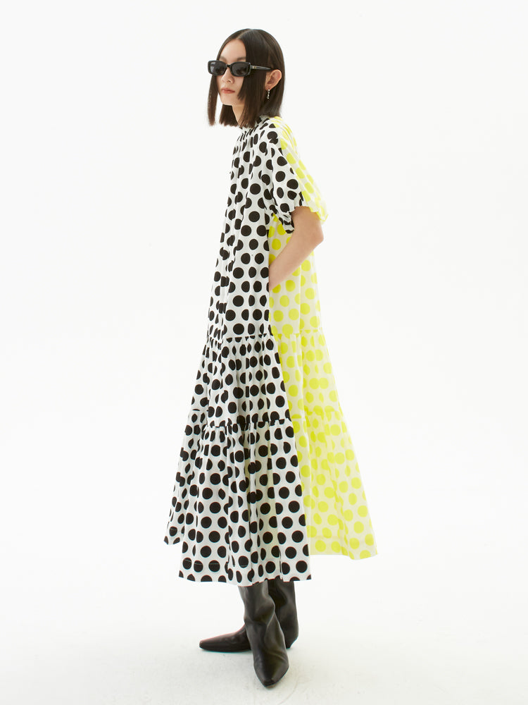 Polka Dot Puff -Ärmelkleid