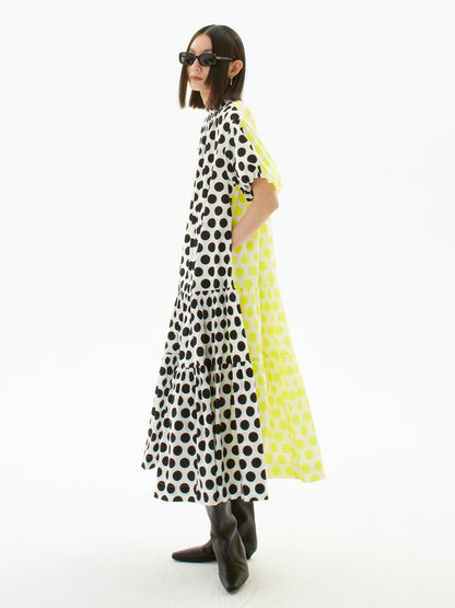 Polka Dot Puff -Ärmelkleid