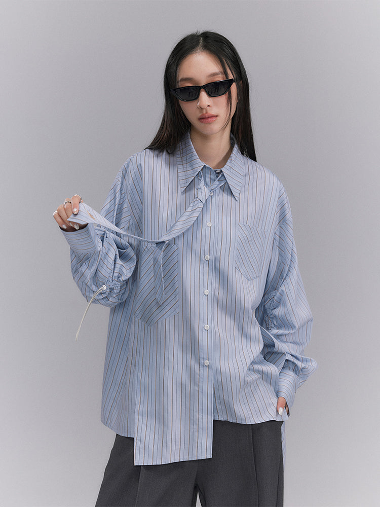 Striped Tie Loose Shirt