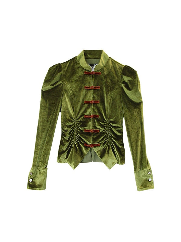 New Chinese Style Buckle Velvet Jacket