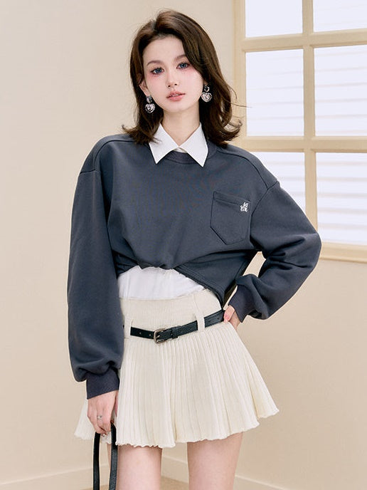 Round Neck Short Pullover