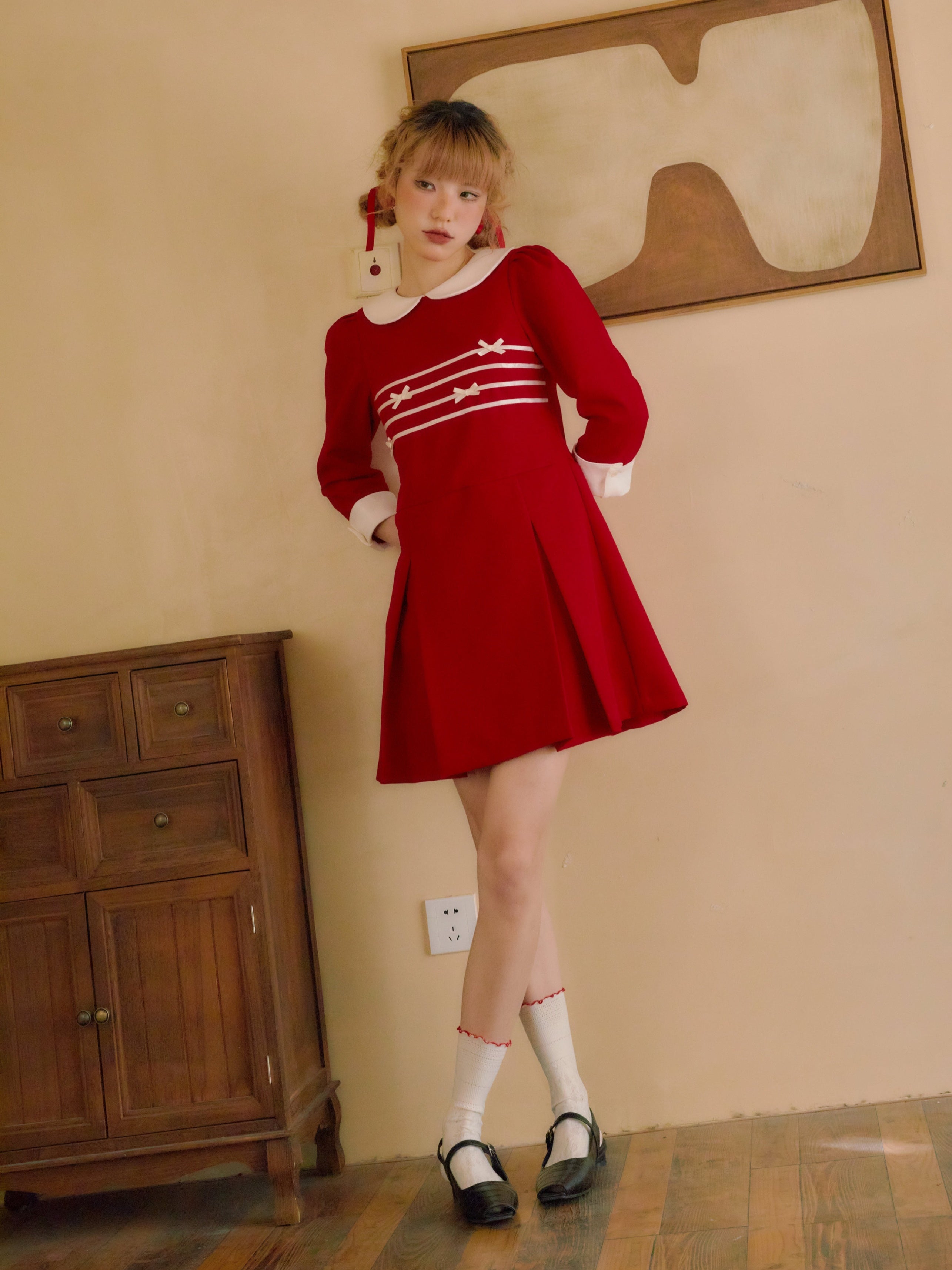 DOLL COLLAR VELVET A-LINE Dress