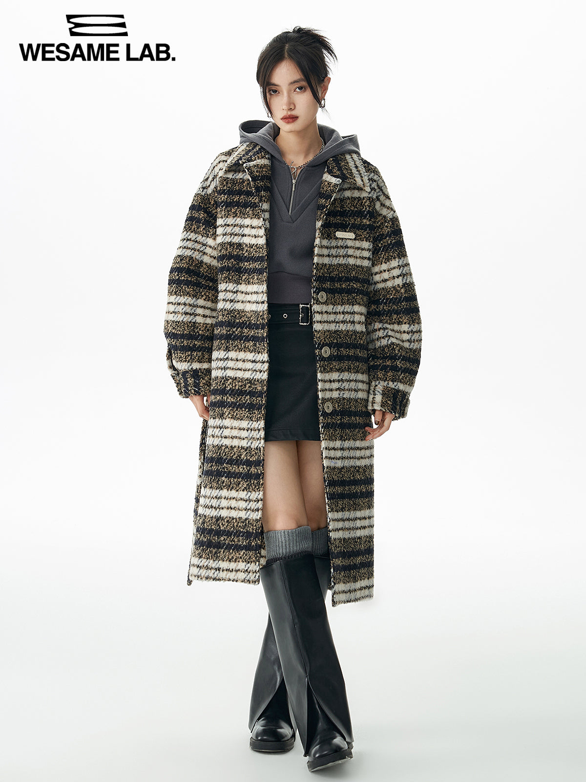 Checked Long Retro Stenkler-Coat