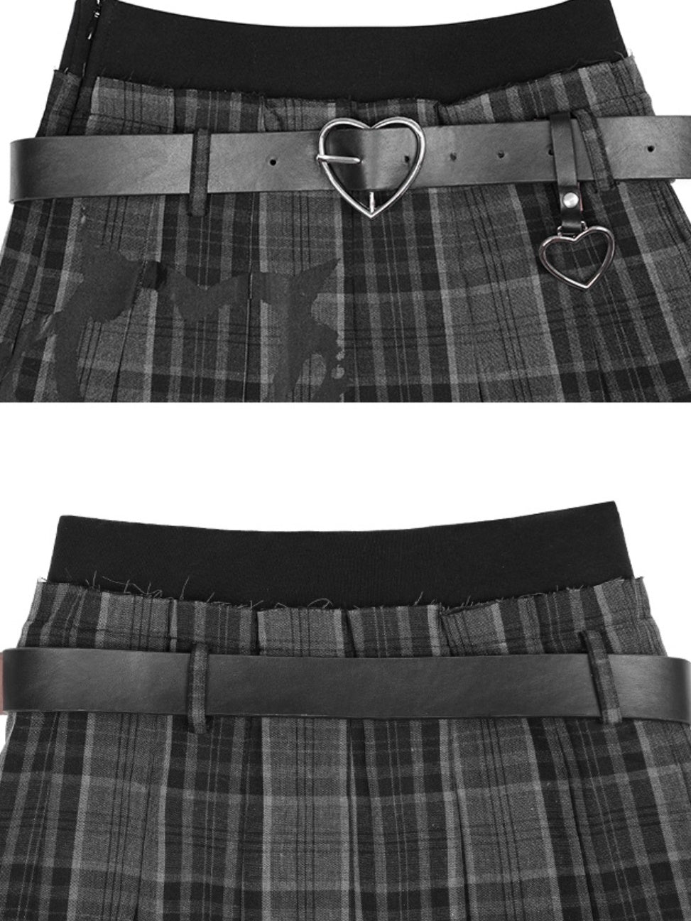 Plaid Print Double Waist Pleated Skirt