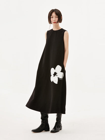 Flower a-line Sleevels Dress