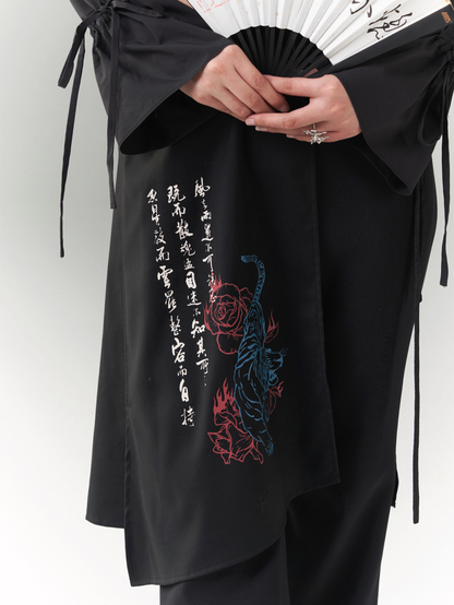 Chinese Style Printed Apron With Removable Pants