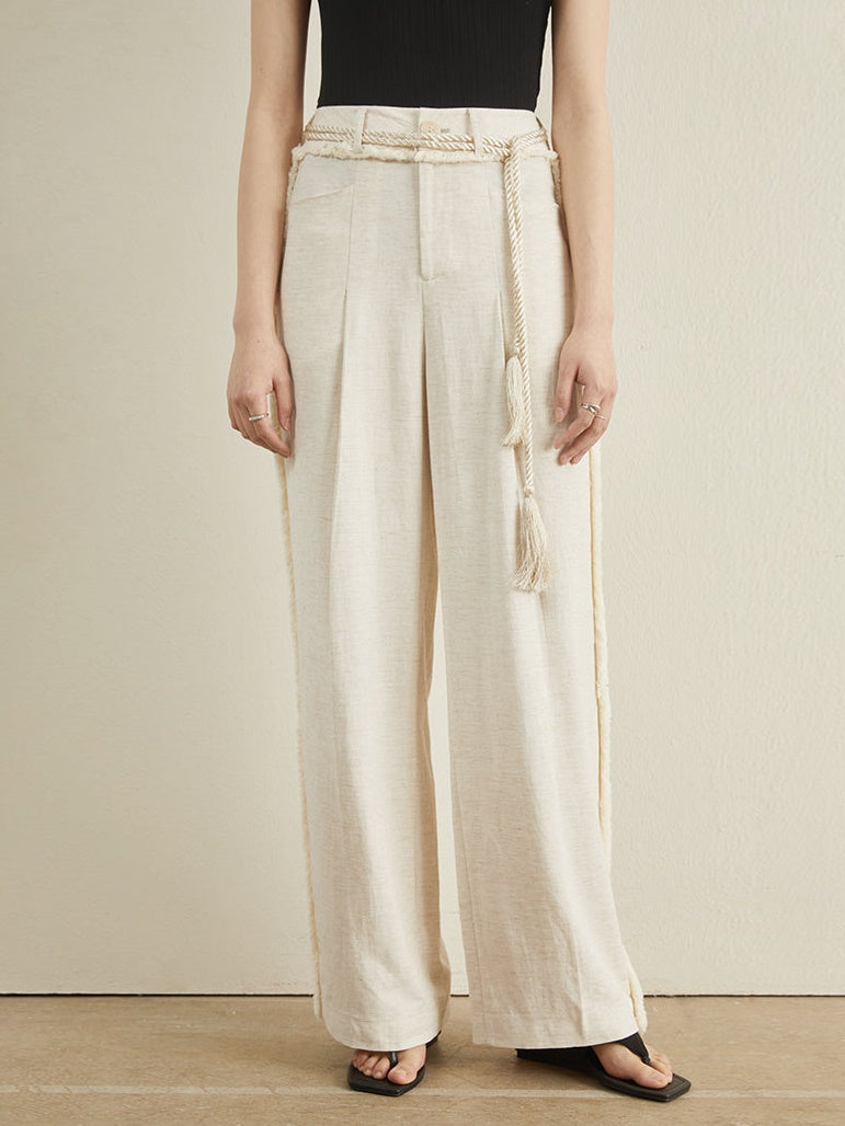 Tassel Loose High Waist Wide Leg Pants