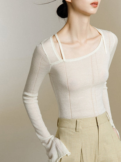 Square Neck Knitted Bottoming Shirt